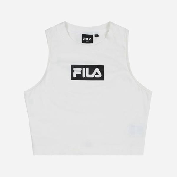 Fila Crop Sleeveless Women's T-Shirts - White,NZ 620-63519